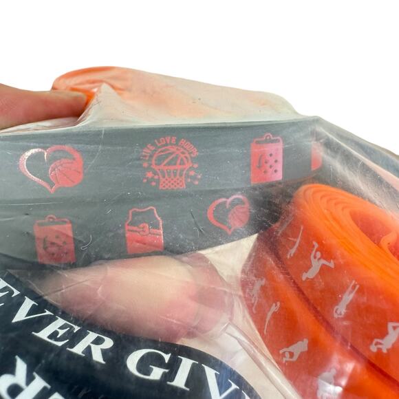 New In Box Basketball Silicone Bracelets Orange Mesh Bags Gift Tags 360 Pieces - Picture 6 of 13